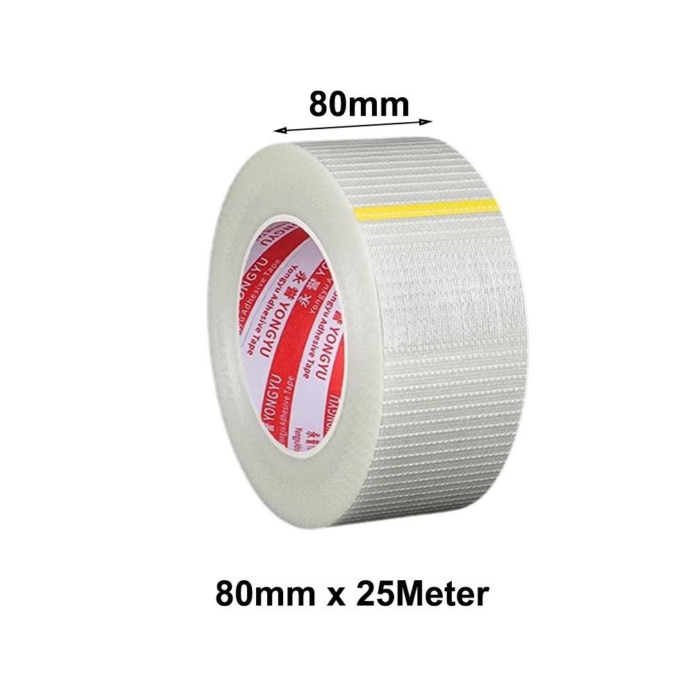 10mm-100mm Width Fiberglass Tape 25M Length High Temperature Resistance Single-Sided Tape Waterproof Transparent Mesh Tape
