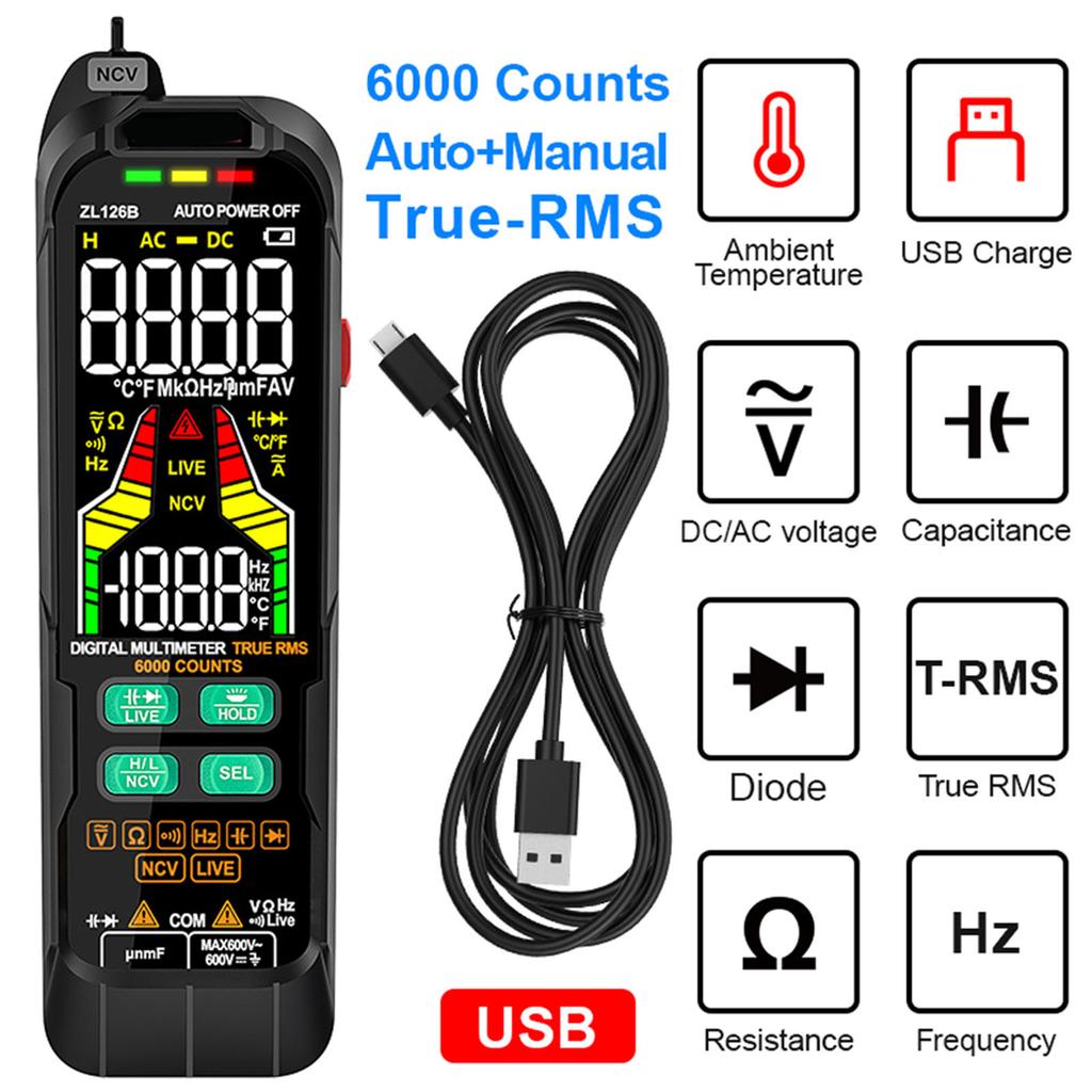 Digital Multimeter Professional Tester Meter Alternating Current Direct Current Voltage Multimetro True RMS Capacitance