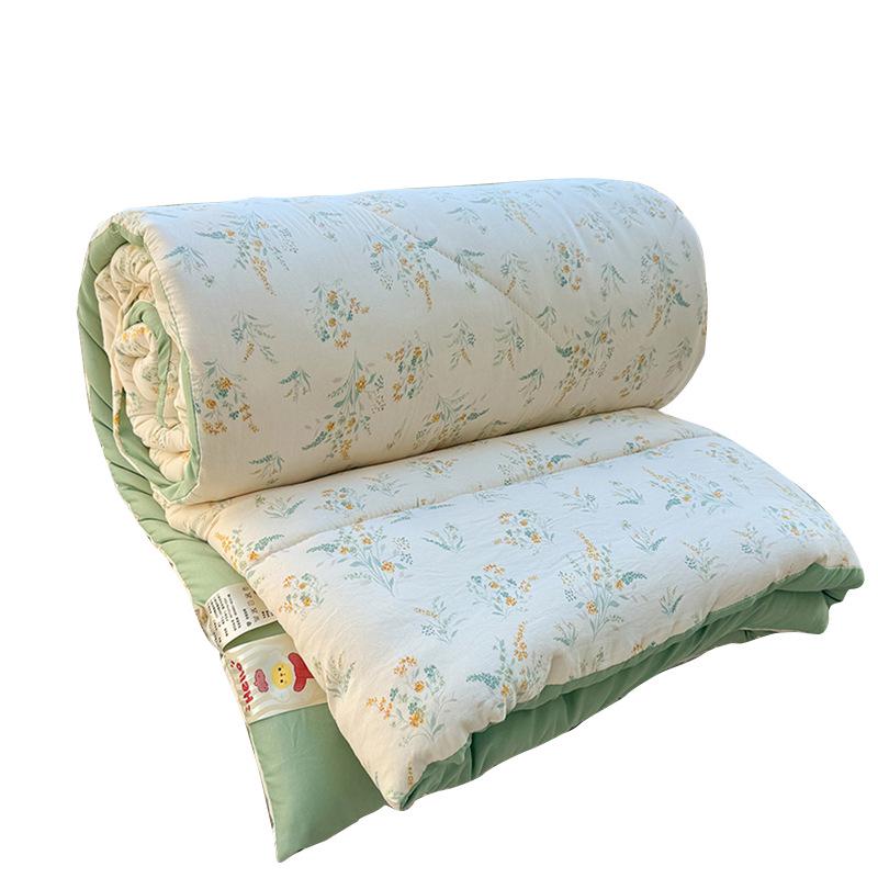 Class A Double-layer Gauze Washed Cotton Quilt - Thickened and Warm for Winter and Spring (3-4 lbs) Single Quilt Core