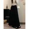 Korean Style High-Waisted Plus-Velvet Midi Skirt for Women - 2025 Autumn/Winter Elastic Waist Slimming Straight Skirt