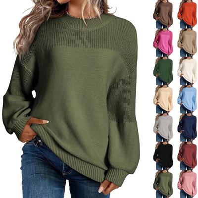 Damen Langarm Winterpullover Strickpullover Rundhals Pullover Strickpullover