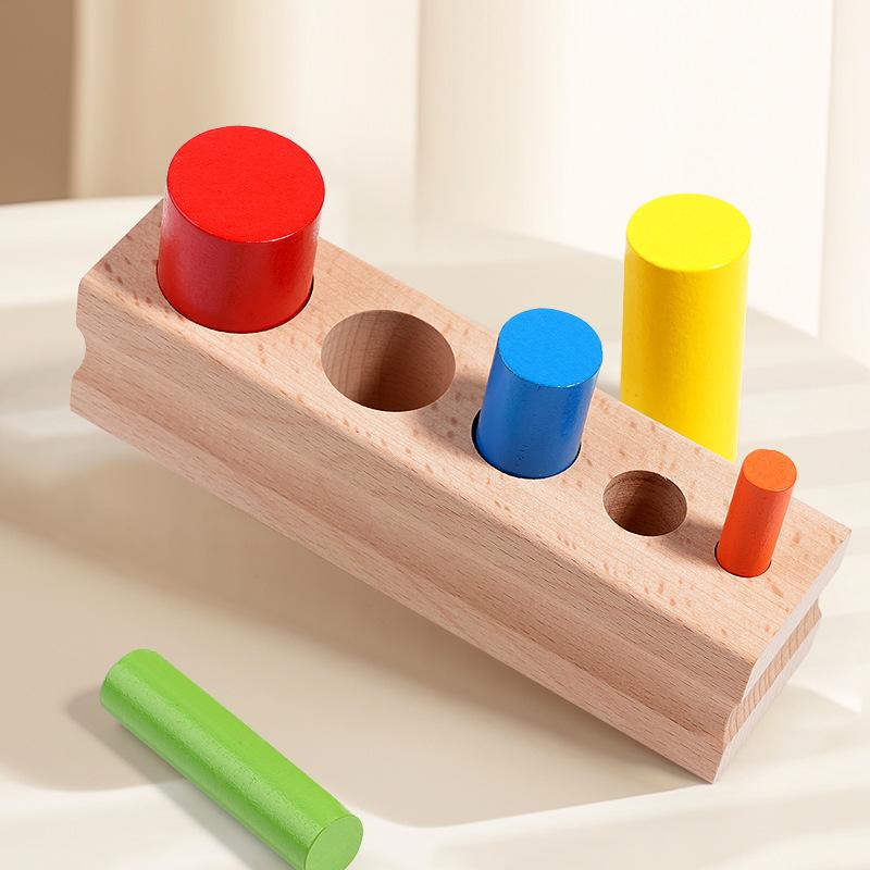 Montessori Children'S Early Education Colored Cylinder Teaching Aids Kindergarten Geometric Socket Educational Wooden Toys