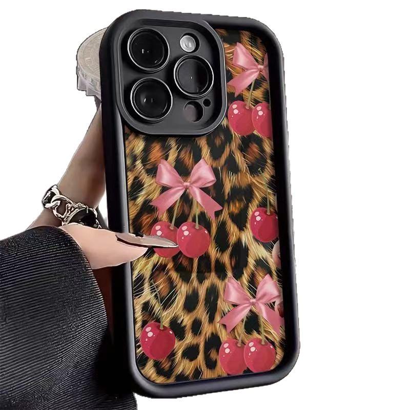 Cherry Leopard Print iPhone 17/17 Pro Max/16/15/14 Pro/13/12 Phone Case