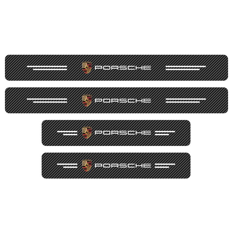 4Pcs Carbon Fiber Car Door Sill Protection Sticker Anti-scratch Refit Sticker For Porsche 911 918 928 944 968 Boxster Cayenne Macan Panamera