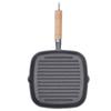 Cast Iron Steak Pan Wooden Handle Steak Griddle Kitchen Cookware Grill Pan  Indoor & Outdoor