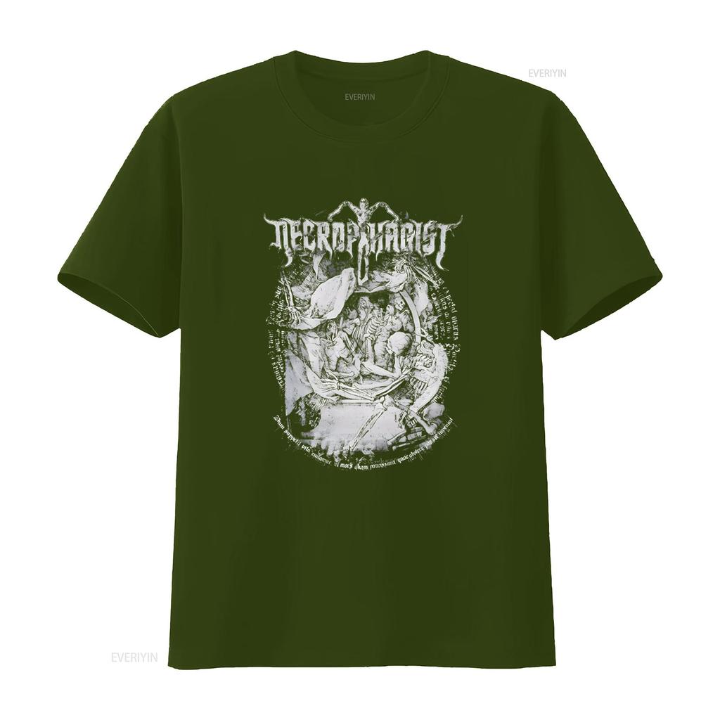NECROPHAGIST Mors T Shirt Dark Art Design for Metal Fans Vintage Washed Top For Everyday Wear Designer Clothes Stretched