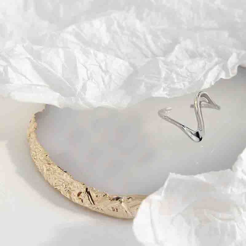 

PANJBJ 925 Sterling Silve Liquid Lava Irregular Korean Ring for Women Simple Vintage Design Jewelry Dropshipping