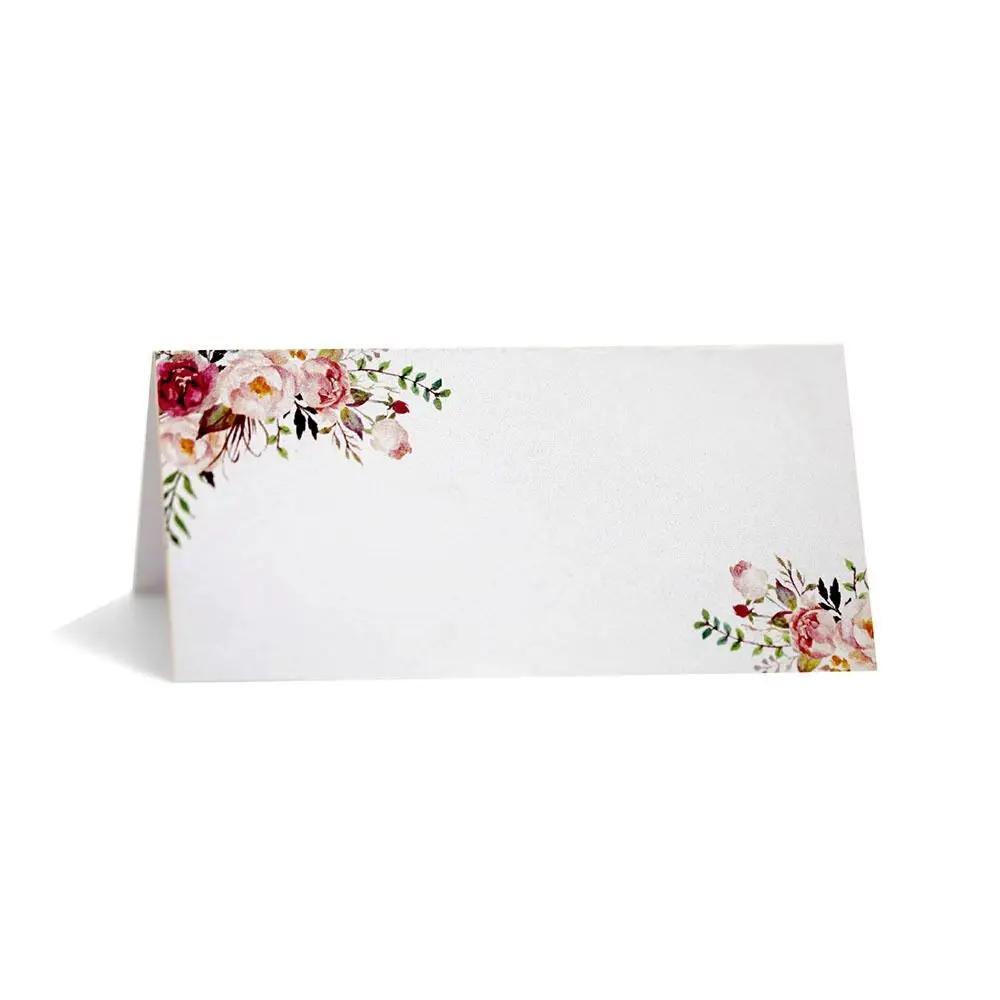 10pcs Simplicity Green Leaf Table Place Cards Folded Cards Blank Printing Gift Cards Paper Tented Name Card Weddings