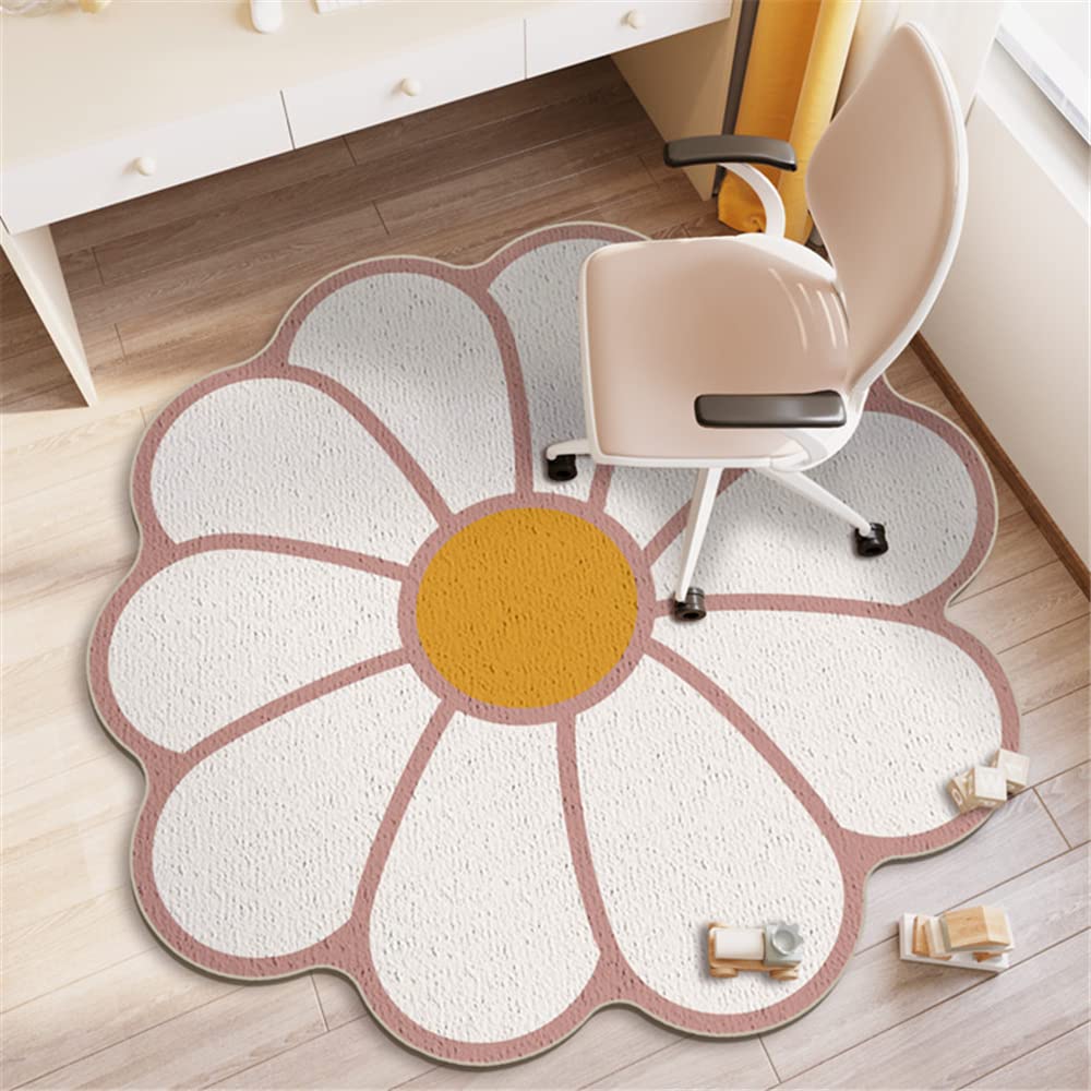 Nordic Area Rugs Round Cute Flower Shaped Shaggy Soft Short Pile Anti Slip Bath Floor Mat Bedroom Kids Room  Home Decor
