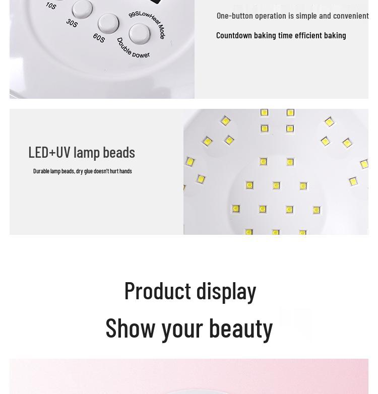 80W LED Nail Art Fast-Drying Lamp for Salon & Home - Quick Dry Gel Polish Therapy, No Hand Darkening