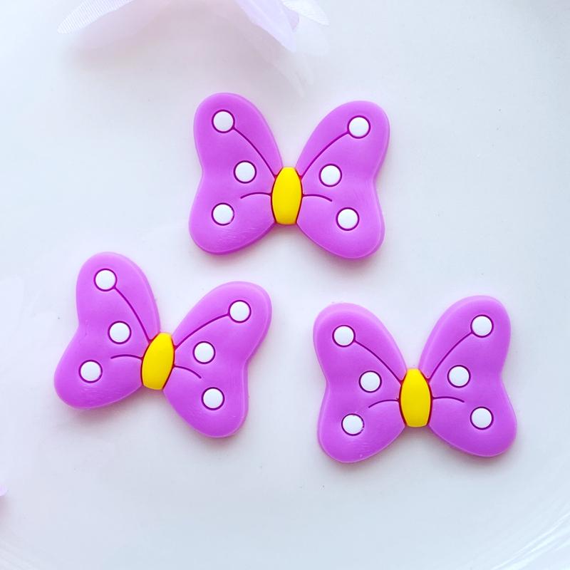 20pcs New Pattern Cute Cartoon Bow Series PVC Flexible Glue Flat Back DIY Scrapbook Embellishment Phone Craft Decoration