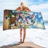 1Pc Adorable Cartoon Rabbit Basket Print Beach Towel Soft Plush Beach Holiday Photo Prop Shoulder Wrap For Vacation Atmosphere