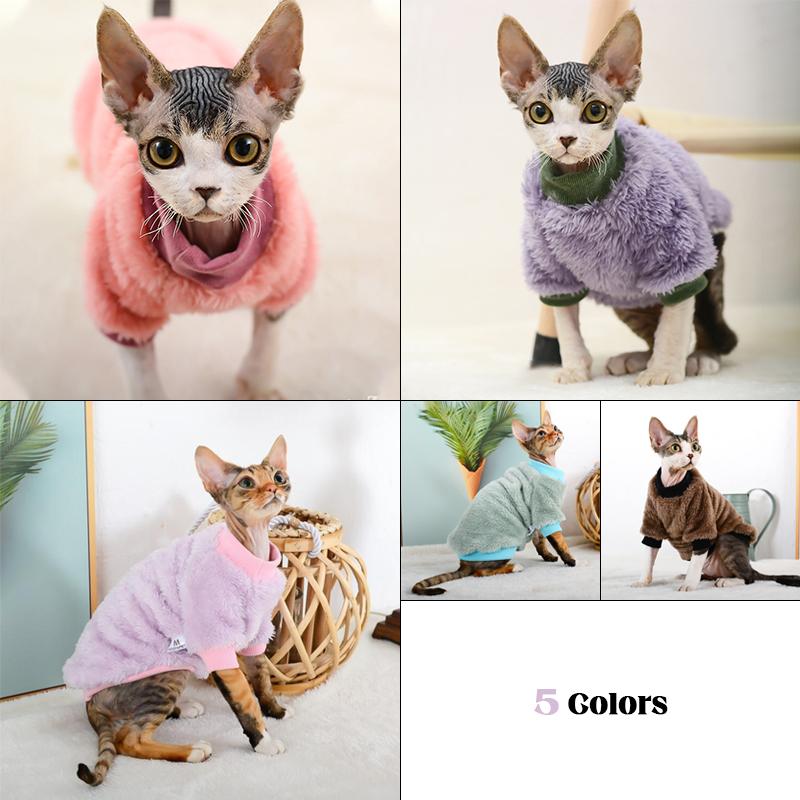 New Turtleneck Cat Sweater Coat Winter Warm Hairless Cat Clothes Soft Fluff Pullover Shirt Maine-Coon Cat Chihuahua Pet Clothing