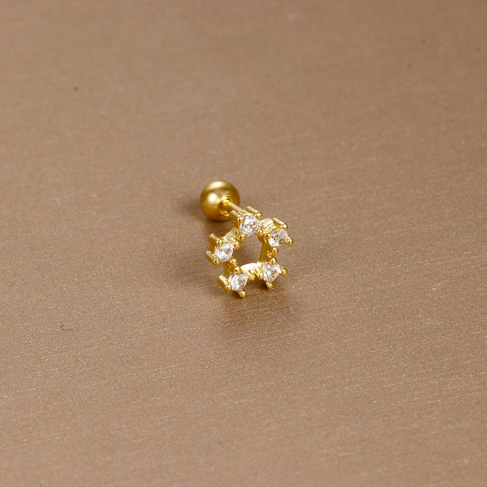 Gold Stainless Steel Earrings with Zircon Studs - Creative and Elegant Design