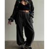 226 Fashion Button Striped Tracksuit Retro Stand Collar Jacket Wide Leg Sweatpants Two Piece Set