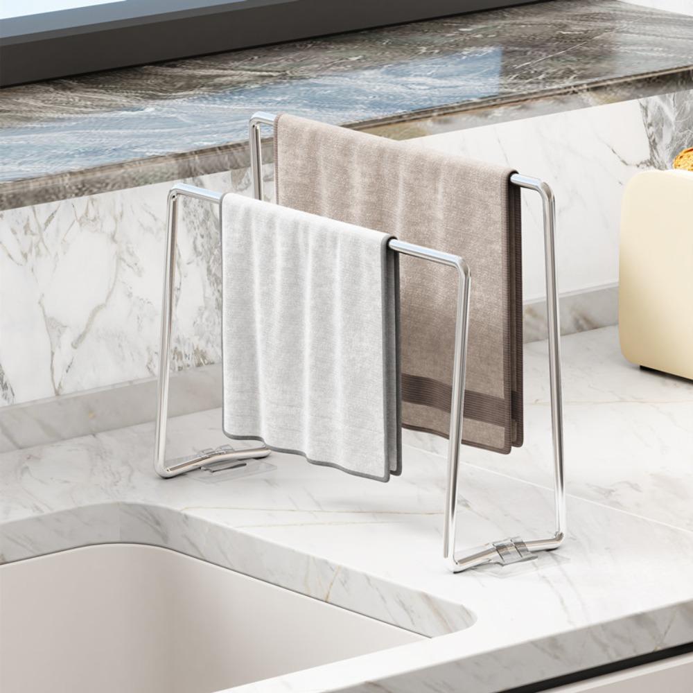 Vertical Dish Rag Storage Rack Save Space Hand Towel Drain Stand Dishrag Organizer  Kitchen Sink