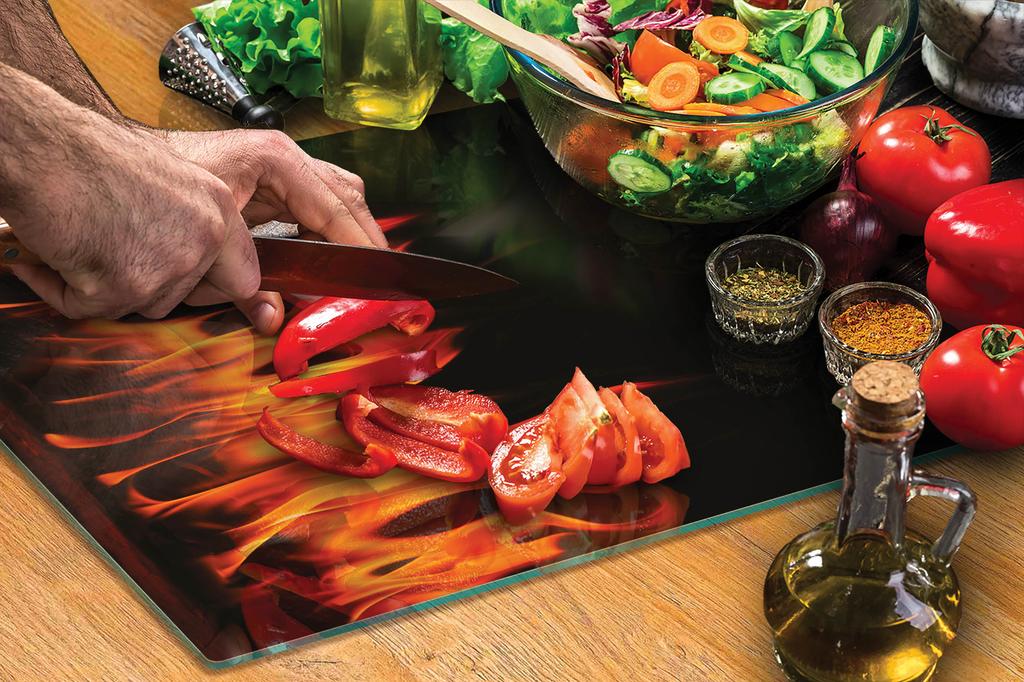 TABLA DE CORTAR DE CRISTAL 40x30 FUEGO