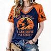 Women's Halloween Printed Raglan Short Sleeve T-Shirt