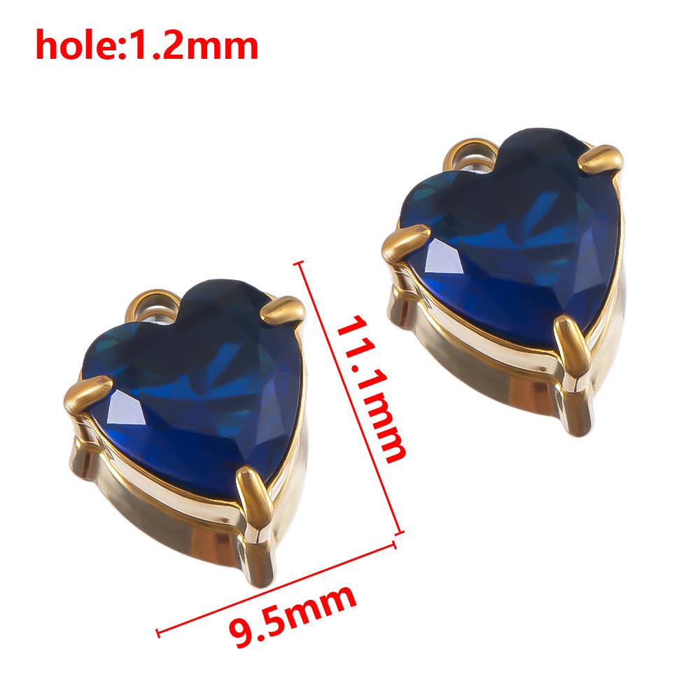 5pcs Stainless Steel Zircon Heart Pendants Base Clear Crystal Charm Beads with Hole for Necklace Making DIY Ear Jewelry Findings