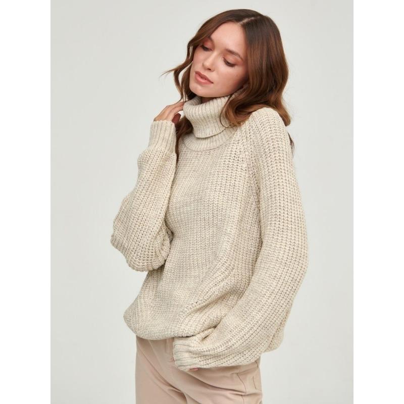 Women's Autumn and Winter Knitted Loose High Neck Thickened Lapel Sweater