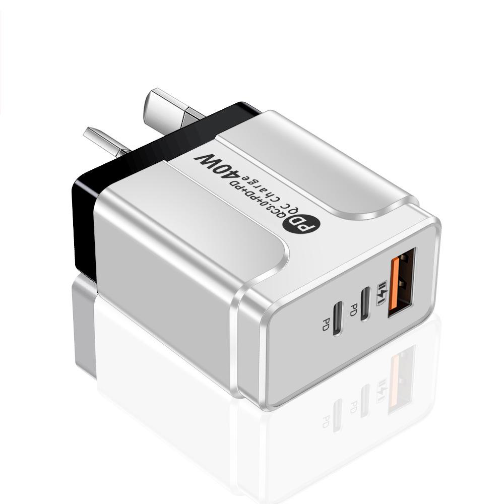 Universal Charger for US/EU/UK/AU: Original Power Adapter with 1 USB + 2 PD Ports
