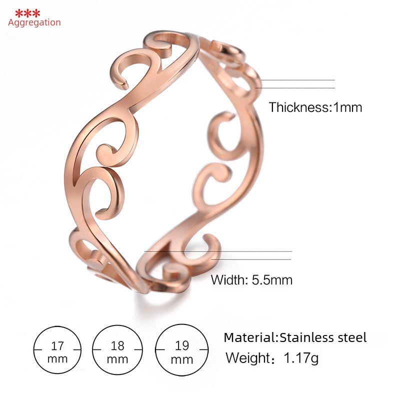 Trendy Japanese & Korean Hollow Vine Titanium Steel Ring for Women