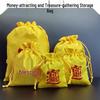 Bolsa Fu de Brocado Amarelo Riqueza e Tesouro: Bolsa de Tecido com Cordão para Joias e Acessórios