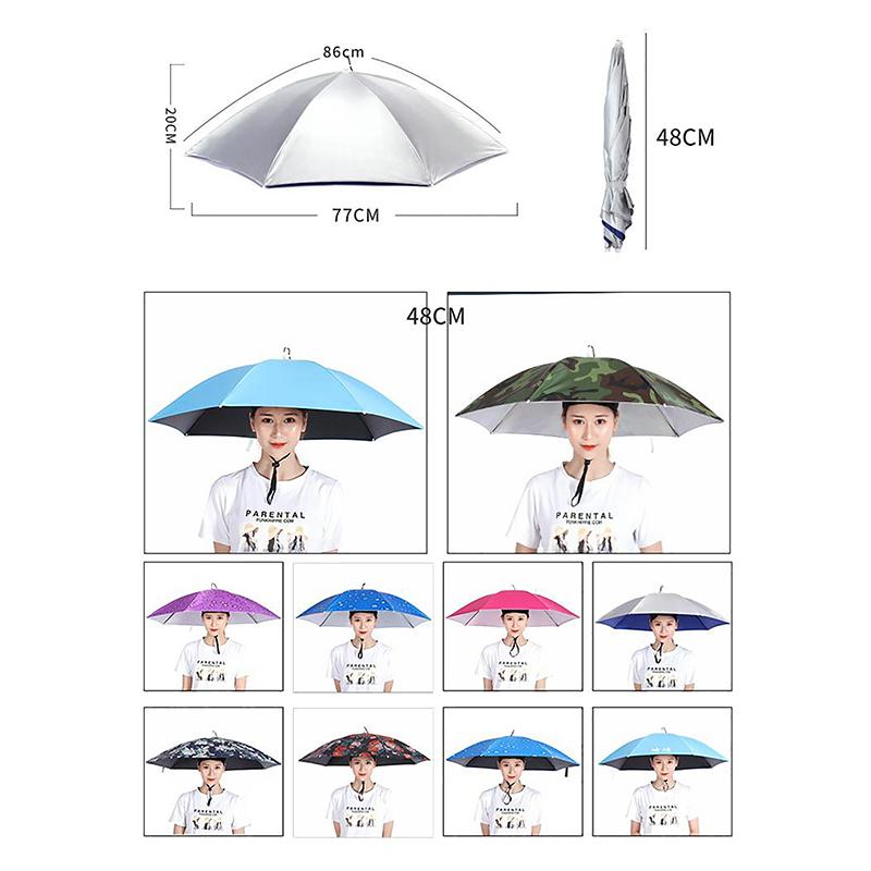 Portable Rain Umbrella Hat Foldable Outdoor Sun Shade Waterproof Camping Fishing Headwear Beach Head Hats Accessory