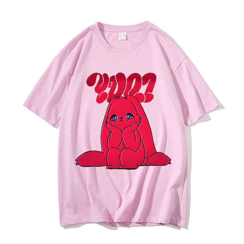 Yuqi 1st Mini Album YUQ1 T-shirt Same Rabbit Pattern Printing Tee-shirt Kawaii Fashion O Neck Cotton Tops Tshirt Couples Clothes