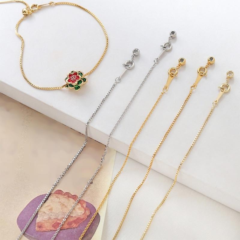 5pcs Adjustable Needle Clasp Beading Necklace Flat O Chain Fashionable Women's Jewelry Making Craft Accessory