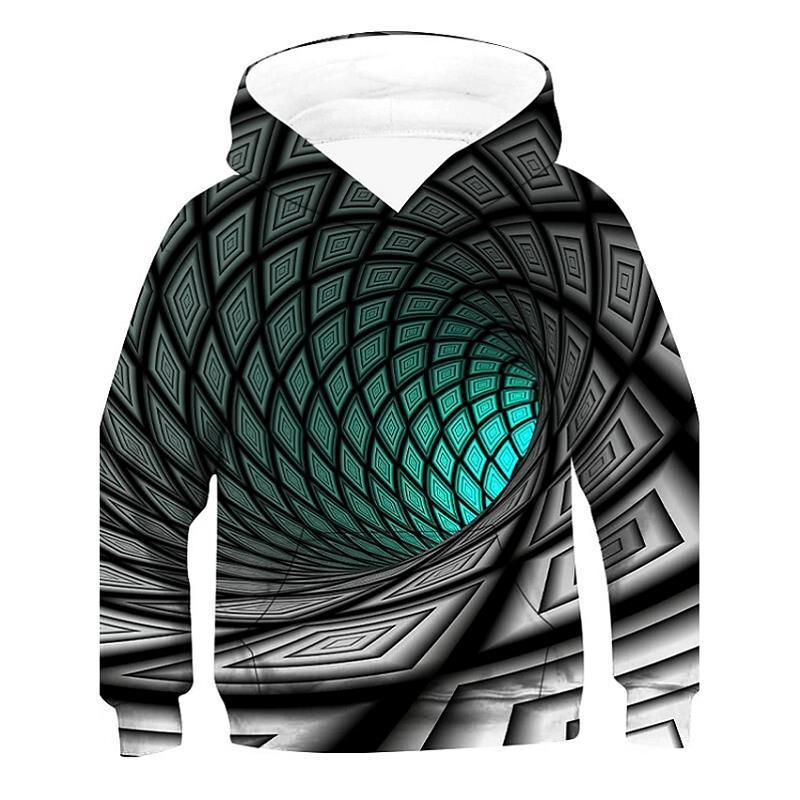 3D Černobílé designové mikiny Dětská mikina přes hlavu s dlouhým rukávem Chlapecká Dívčí Mikina Topy Streetwear Dětské oblečení Sudadera
