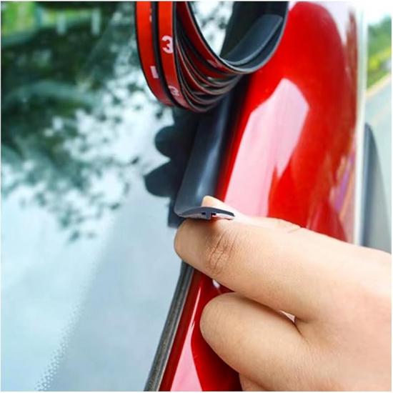 16.4Ft Car Weather Stripping,T-Shape Cuttable Car Windshield Trim Sunroof Seal With Self Adhesive,Waterproof Rubber Edge Trim For Cars Trucks