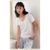 New Spring and Summer Silk Bottoming Shirt Women's Lyocell Goose Egg Neck Short Sleeve Top