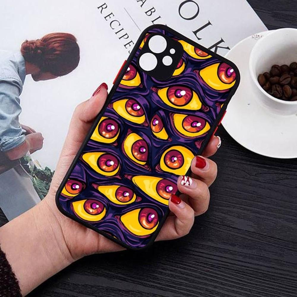 Spooky Scary Red Eye Pattern Phone Case For IPhone 18 14 11 12 13 Mini Pro Max 8 7 Plus X XR XS MAX Translucent Matte Cover