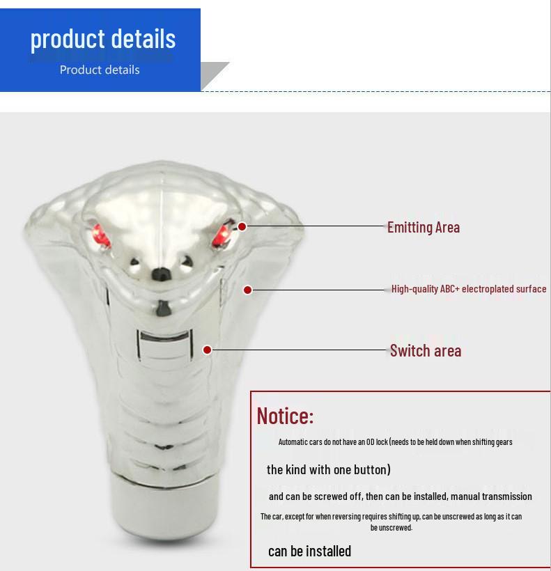 Car Cobra LED Gear Shift Knob - Snake Head Design