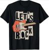 Lets Rock Electric Guitar Music Lover Band Guitarist Retro TShirt Unisex Summer Tshirt Fashion Causal T Shirt Tees