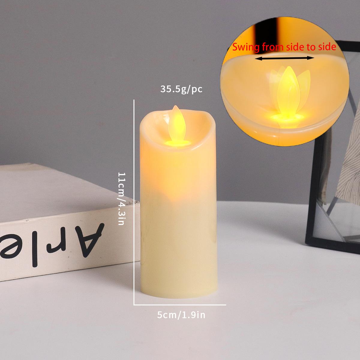 

Безполум’яні вотивні свічки Світлодіодні чайні вогники на батарейках Електрична підроблена свічка з рухомим ґнотом Декоративні свічки для весільної вечірки Лампи 5X11CM жовтий