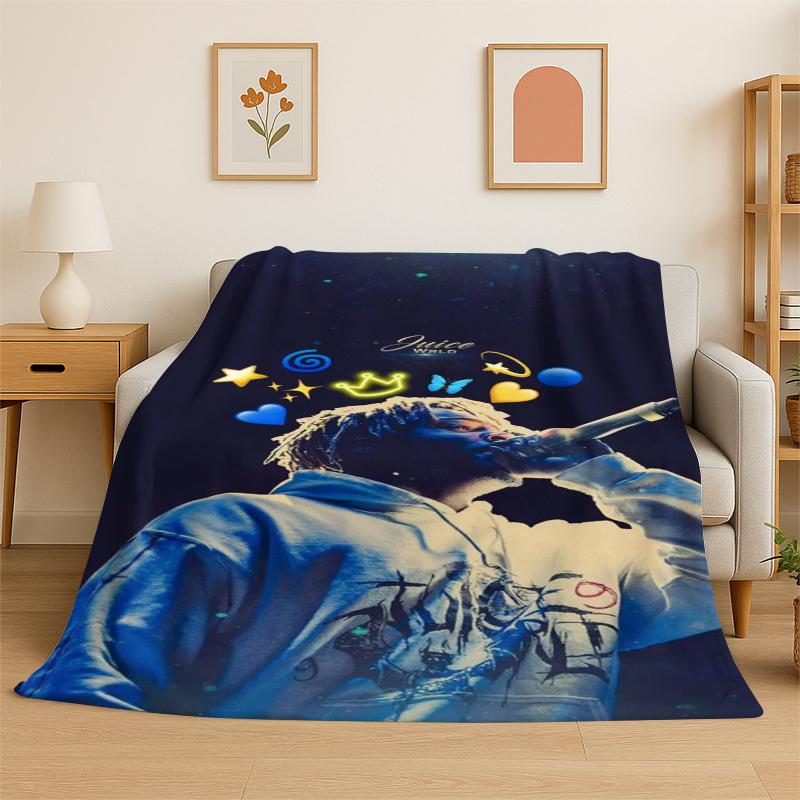 Retro Juice WRLD 999 Legende Rapper Star Flanelldecke Weiche Warme Überwurfdecke für Schlafzimmer Wohnzimmer Bett Reise Camping