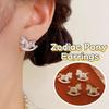 Chinese Style Zircon Horse Earrings Cartoon New Year Ear Studs Crystal Zodiac Pony Earrings  Women