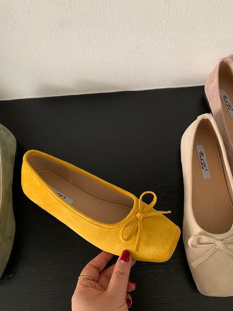 Flat-bottomed retro women's shoes red single shoes bow shoes pedal lazy shoes spring and autumn