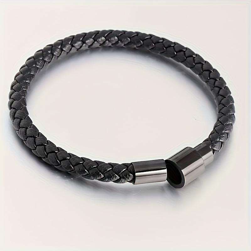 Herren Schwarz Leder Geflochtenes Armband - Minimalistischer Europäischer Stil