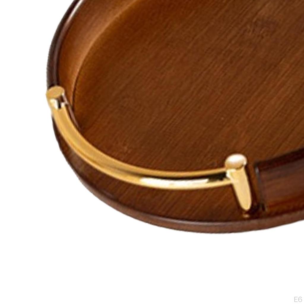 Cosmetic Tray with Handles Round Design for Trinket Storage In Coffee Table Decor