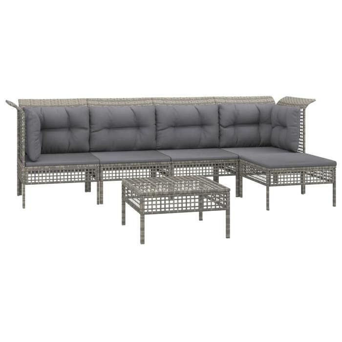 VidaXL Salon de Jardin avec Coussins 6 pcs, Ensemble de Meubles de Terrasse, Mobilier d'Extérieur, Canapé de Patio, Moderne, 3187504
