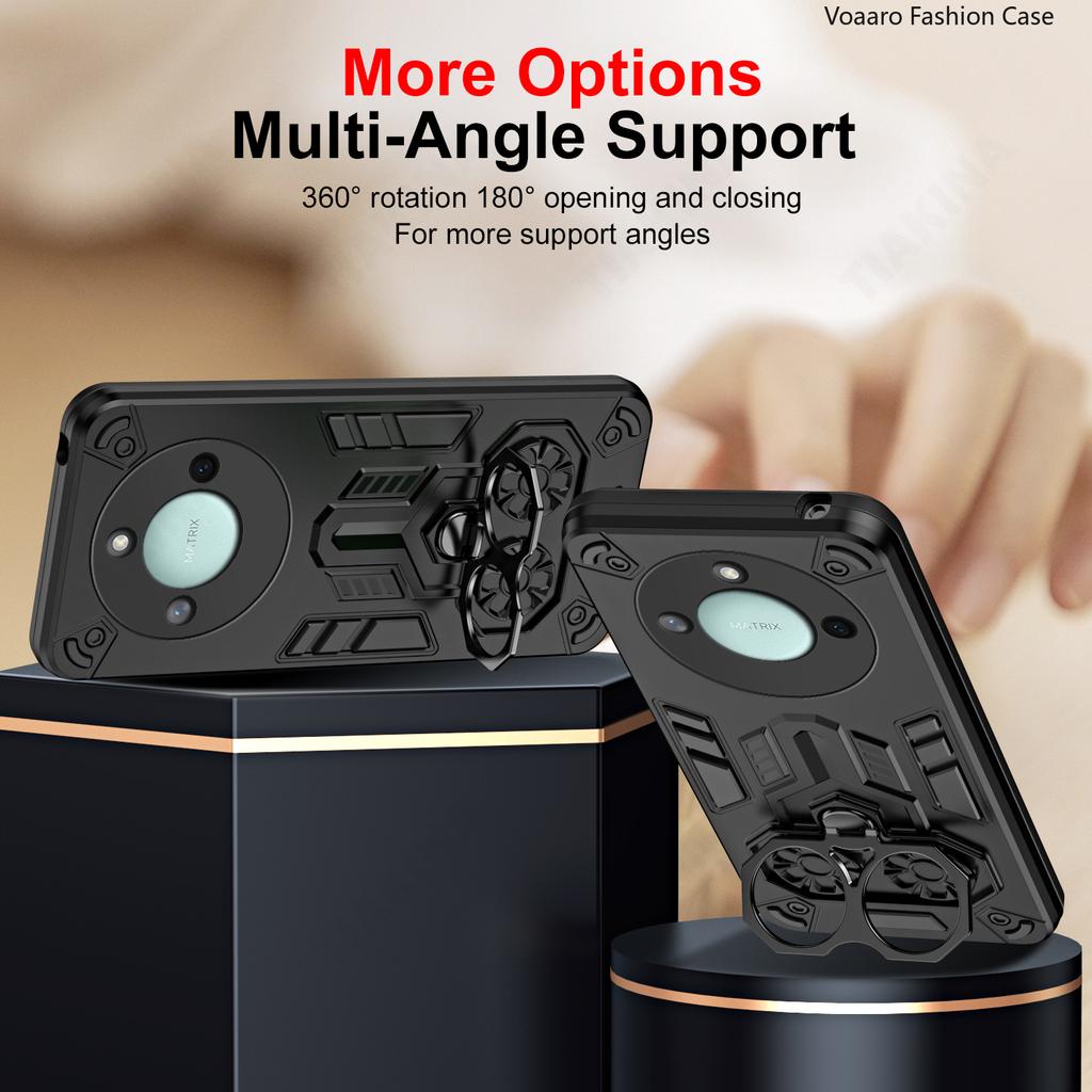 Dual Finger Ring Armor Cover for Honor X9C Smart Case for Honor X9C Smart Rotate Metal Bracket Kickstand Holder Case Phone Capa