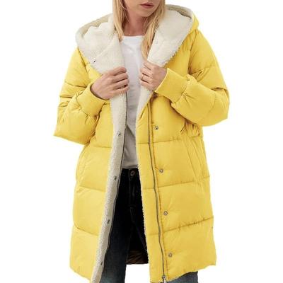 Winter Women Coat Thick Fleece Lining Windproof Zipper Hooded Cardigan Down Jacket