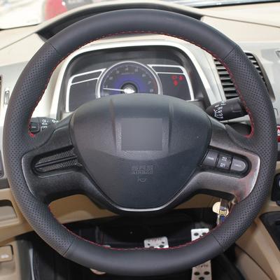 Personalizowana, własnoręcznie wykonana osłona kierownicy samochodowej ze skóry mikrofibry dla Honda Civic Civic 8 2006 2007 2008 (2-ramienne) Wnętrze samochodu