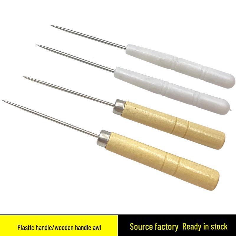 Wooden & Plastic Handle Leather Sewing Awl - DIY Piercing & Drilling Tool Wooden Handle Awl