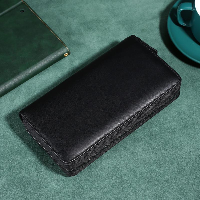 Nově vylepšená dlouhá peněženka pánská na zip kožená multifunkční business pánská psaníčko špičková hovězí kůže psaníčko