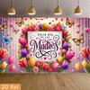 Sfondo Fotografico 2D Feliz Dia de las Madres, Decorazione Sfondo Festa Tulipani e Farfalle Primaverili