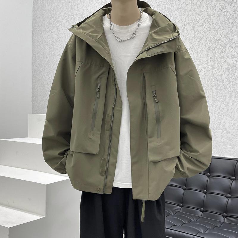 Jacket Men's Autumn and Winter Japanese Outdoor Travel Loose Army Green American Functional Wind Tooling Hooded Jacket